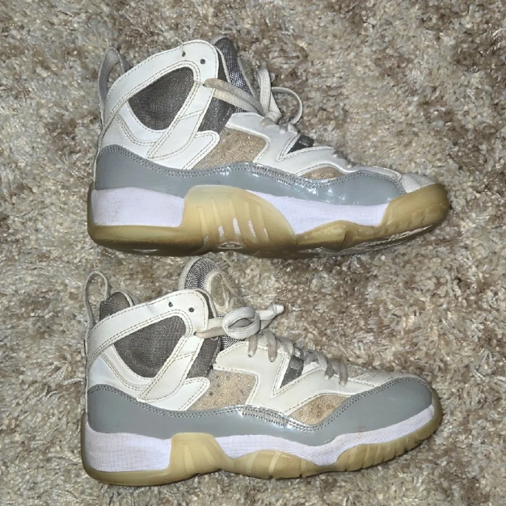 Jordan Womens Sneakers in Gray, White, and Tan